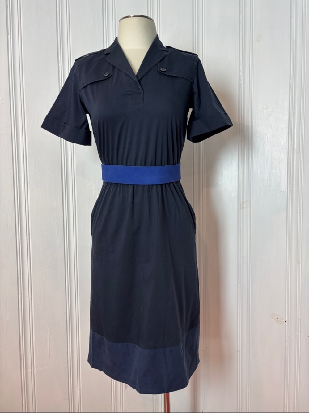 NWOT BROOKS BROTHERS Navy Utility Safari Shirt Dress - Size Petite 0P
